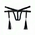 Deri İç Giyim Püsküllü Tanga Harness - Brf439