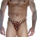 Erkek  Arkası Metalli Leopar Tanga Çamaşır