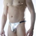 Erkek Gümüş Lame Brazillian Slip