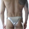 Erkek Gümüş Lame Brazillian Slip