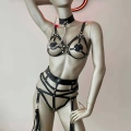 Erotik İç Giyim Fantezi Deri Püsküllü Harness
