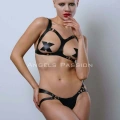 Göğüsleri Açık Şık Deri Sütyen Harness Takım, Fantezi Deri İç Giyim - Brf1101