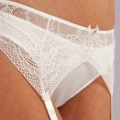 Golshan Gala Lace Garter Belt, Kadın Dantelli Ekru Jartiyer