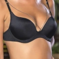Günlük Kullanıma Uygun siyah Zincir Aksesuarlı Yarım Push-up Sütyen,destekli, Düşük Dekolte Uyumlu