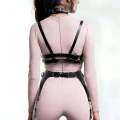 Halkalı Göğsü Açık Deri Jartiyer Harness Takım - Brf1231
