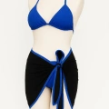 Kadın Mavi Pareolu Yandan Ve Boyundan Bağlamalı 3lü Bikini Takımı