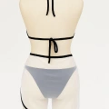 Kadın Siyah Beyaz Pareolu Yandan Ve Boyundan Bağlamalı 3lü Bikini Takımı