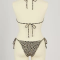 Kadın Siyah Ve Leopar Detaylı Yandan Bağlamalı Bikini Takımı