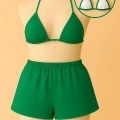 Kadın Yeşil Şortlu Belden Ve Boyundan Bağlamalı Bikini Takımı