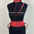 Kelepçeli Şık Deri Harness Takım, Kadın Fantezi Giyim - Brf869