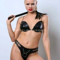 Kırbaçlı Deri Sütyen Takım, Sexy Deri Fantezi Giyim Sütyen Takım - Brf1353