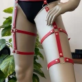 Kırmızı Deri Jartiyer Harness