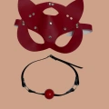 Kırmızı Deri Maske Ve Ağız Topu Harness Aksesuar
