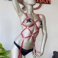 Kırmızı Deri Vücut Harness