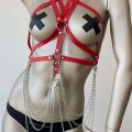 Kırmızı Göğüs Üzeri Seksi Erotik Harness