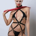 Kırmızı Kırbaçlı Deri Harness, Full Body Deri Harness, Erotik Deri İç Giyim - Brf1348