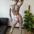 Kırmızı Lastik Seksi Body Harness Takım