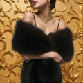 Kürk Orijinal Siyah Seksi Omuzluk Şık Kürk