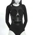 Kurukafa Tasarımlı Giysi Üzeri Giyilebilir Fantazi Seksi Deri Body Harness - Brf1153