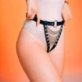 Önü Açık Zincirli G-string Harness, Fantazi Deri Külot - Brf1278