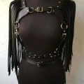 Püsküllü Deri Ceket Harness, Şık Deri Harness Ceket - Brf999