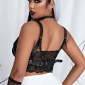 Şık Deri Zincirli Göğüs Tasma Ve Bileklik Takım Harness - Brf952