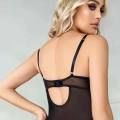 Siyah Dantel İşlemeli Özel Bölgesi Açık Fantezi Body Jartiyer Takımı