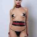 Slave Harness Set, Deri Kelepçeli Harness Takım, Choker Detaylı Fantazi Harness - Brf1263
