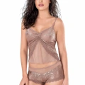 Vizon Jakarlı Babydoll Şort Takımı