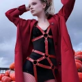 Vücudu Saran Kırmızı Deri Harness Fantazi Giyim - Brf750