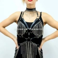 Zincirli Deri Harness, Deri Dansçı Kostüm, Choker Detaylı Deri Harness - Brf1397