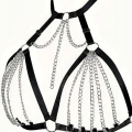 Zincirli Lastik Seksi Göğüs Harness - Brf805
