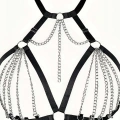 Zincirli Lastik Seksi Göğüs Harness - Brf805