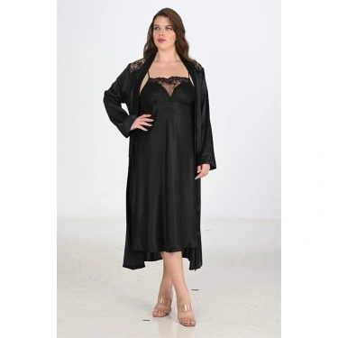 2li Siyah Sabahlık Takımı Bigsize 6221