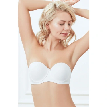 Balenli Desteksiz Dolgusuz Askısız Straplez Günlük Klasik T-shirt Sütyeni