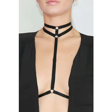 Boyunda Çift Sıralı Şık Lastik Harness - Brf84