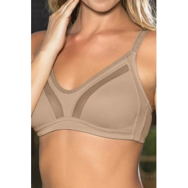 Büyük Beden Uyumlu Ten Tül Detaylı Günlük Sütyen, B,c Cup Balensiz Konforlu Sütyen