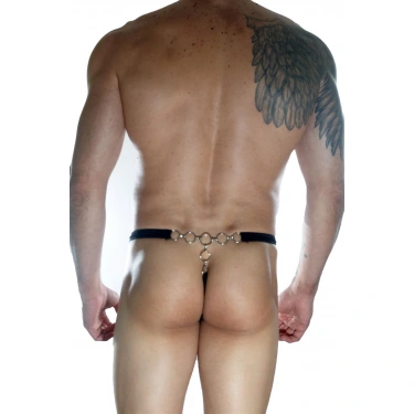 Erkek  Arkası Metalli Siyah String