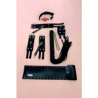 Fantazi Kırbaç Takım 4lü Set, El - Ayak Kelepçesi, Kırbaç, Ağız Topu - Brf1306