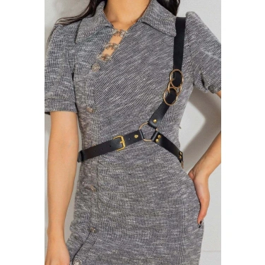 Göğüs Üzeri Tek Askılı Deri Bel Kemeri, Seksi Aksesuar - Brf1183