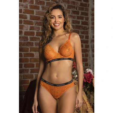 Golshan Gaudi Brazilian Slip, Kadın Dantel Brezilyan Turuncu Külot