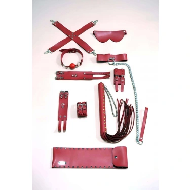 Kırbaç Kelepçe Set, 7li Takım, Ayak - El Kelepçesi, Maske, Ağız Topu - Brf1311