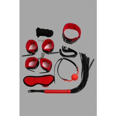 Kırmızı/siyah İçi Tüğlü Deri 7 Li Harnes Set 700033