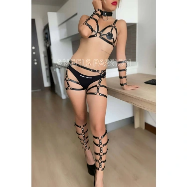 Kol Ve Bacak Deri Detaylı Full Harness Takım