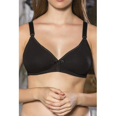 Siyah Anne İçin Konforlu Emzirme Sütyeni,pamuklutelsiz,süngersiz, Mom Bra