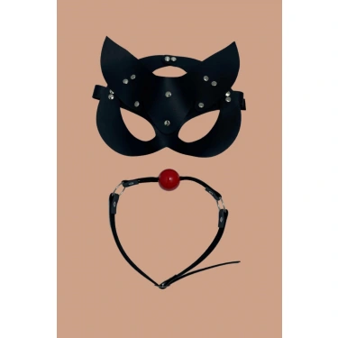 Siyah Deri Maske Ve Ağız Topu Herness Aksesuar