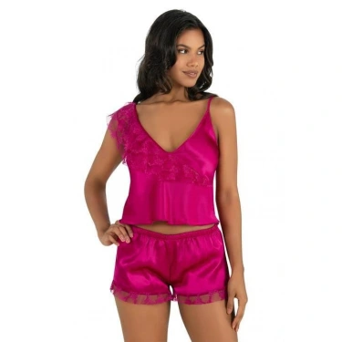 Vişne Saten Şort Takımı 9205