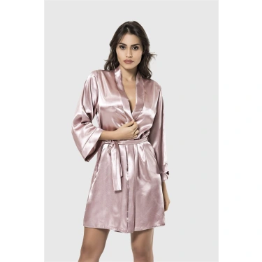 Vizon Kısa Saten Sabahlık