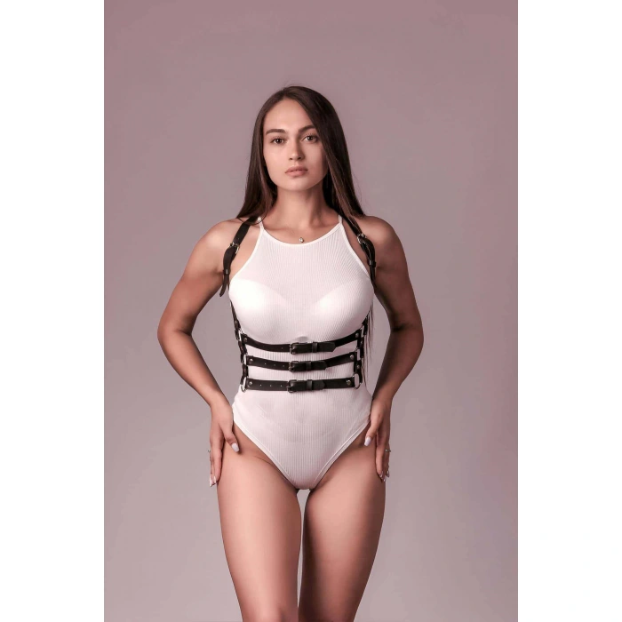 3 Sıralı Göğüs Harness, Club Aksesuar, Seksi Deri Dans Aksesuarı - Brf600