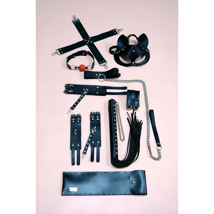 7li Fantezi Kırbaç Set, Kelepçe Takım, Ayak Kelepçesi, Kedi Maskesi - Brf1309